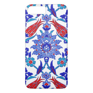 Capa Para iPhone Da Case-Mate Azulejo floral turco antigo do vermelho azul de