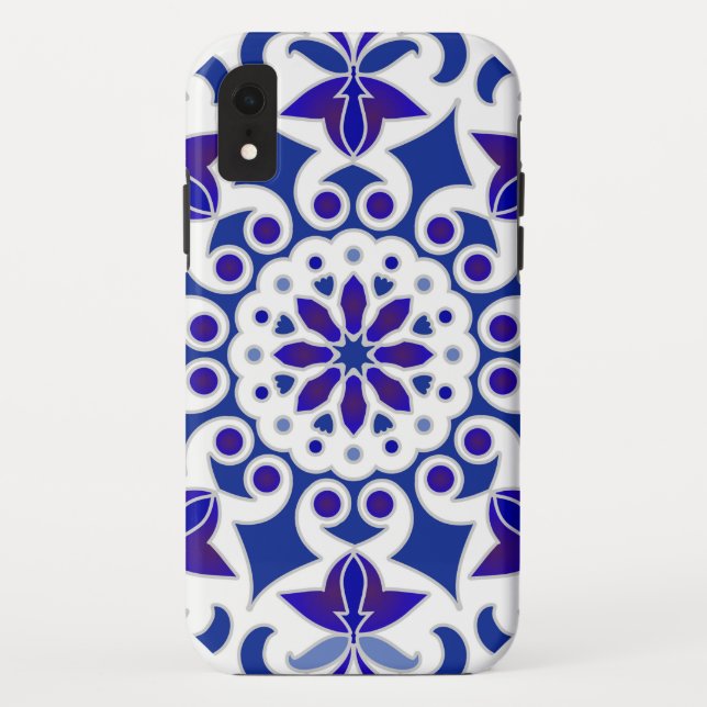 Capa Para iPhone, Case-Mate Azulejos Azulejos Azuis e Brancos do Indigo (Verso)