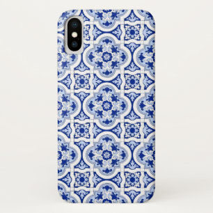 Capa Para iPhone Da Case-Mate Azulejos italianos, majolica, padrão azul e branc