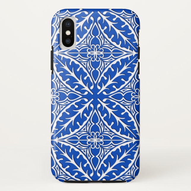 Capa Para iPhone, Case-Mate Azulejos marroquinos - azul cobalto e branco (Verso)