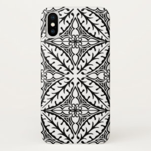 Capa Para iPhone X Azulejos marroquinos - branco e preto