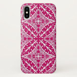 Capa Para iPhone X Azulejos marroquinos - magenta e branco<br><div class="desc">O marroquino inspirou um padrão de azulejo com um aspecto cerâmico polido - magenta,  com fundo branco</div>
