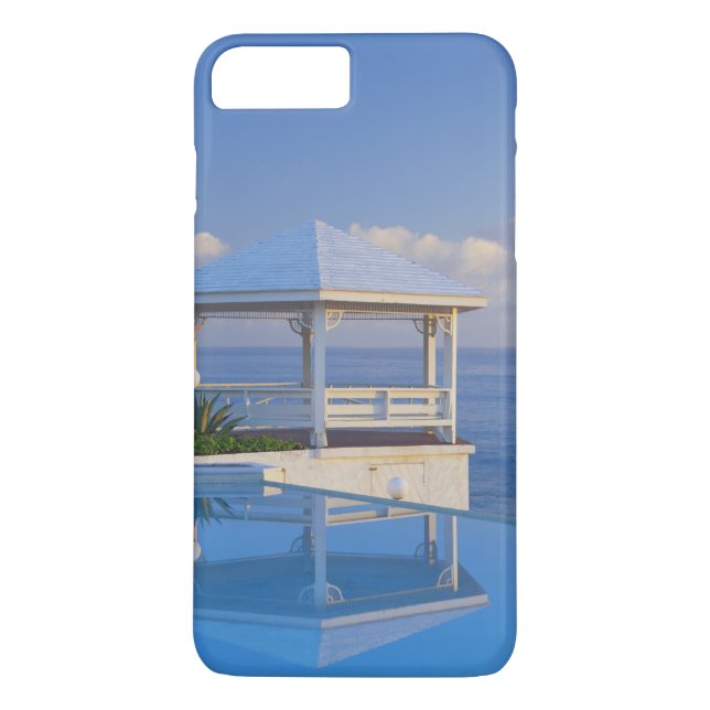 Capa Para iPhone, Case-Mate Bahamas, Long Island, Gazebo refletindo na piscina (Verso)