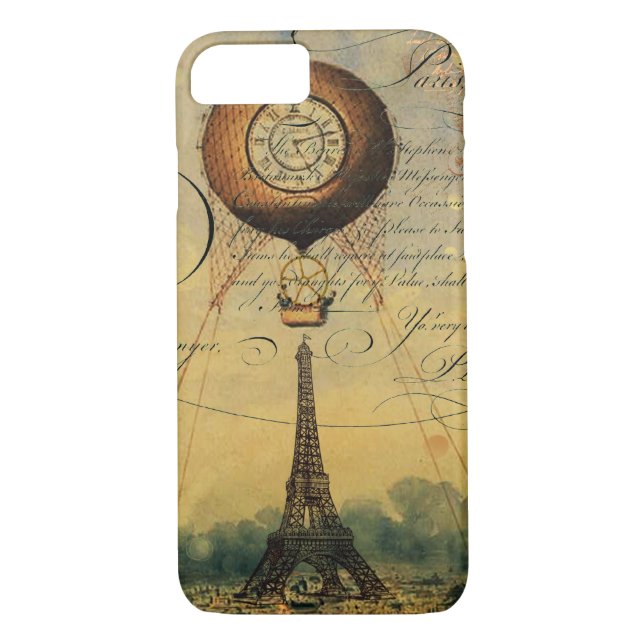 Capa Para iPhone, Case-Mate Balão de ar quente da Torre Eiffel Steampunk (Verso)