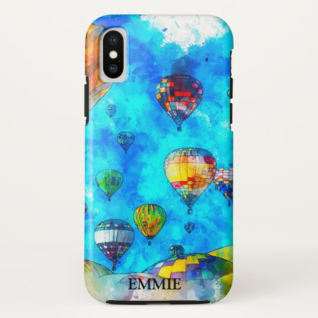 Capa Para iPhone, Case-Mate Balão de Ar Quente Personalizado Aquarela (Verso)