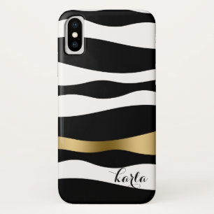Capa Para iPhone X Bandas de Zebra Abstrato preto-e-branco