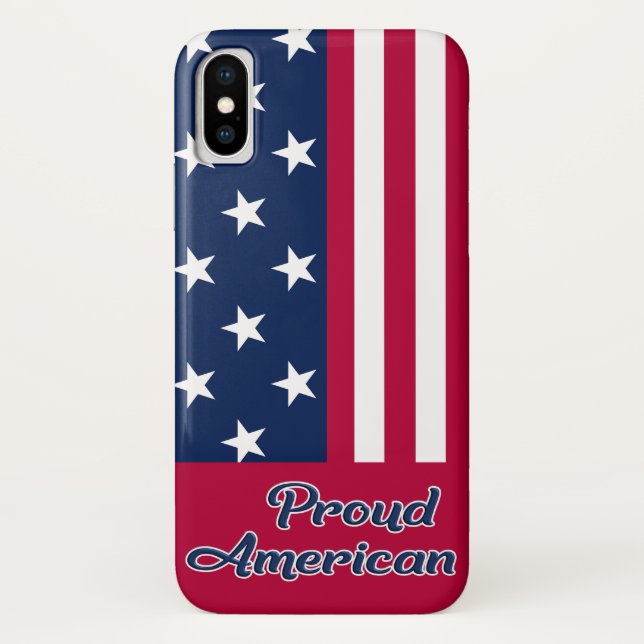 Capa Para iPhone, Case-Mate Bandeira americana orgulhosa de azul-branco americ (Verso)