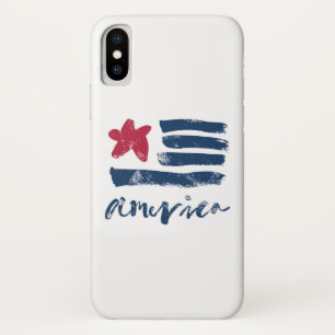 Capa Para iPhone X Bandeira americana Paintstrokes