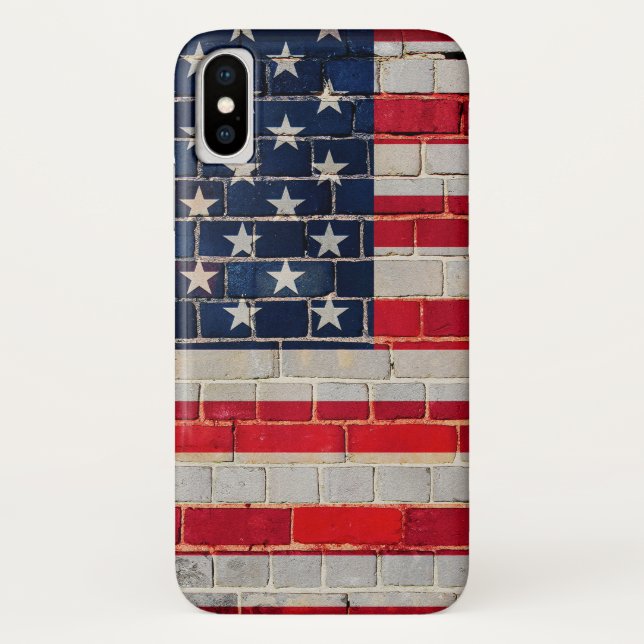 Capa Para iPhone, Case-Mate Bandeira da América num muro de tijolos (Verso)