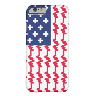 Capa Barely There Para iPhone 6 Bandeira da pulsação do coração dos EUA patriótica
