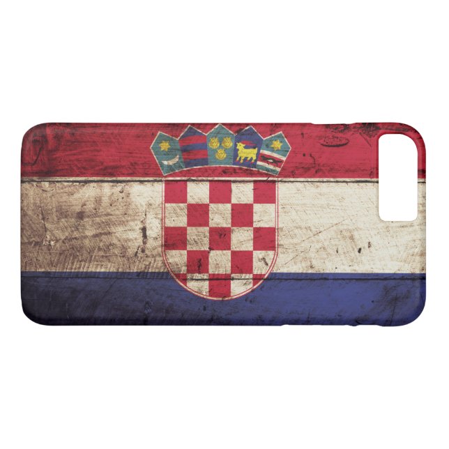 Capa Para iPhone, Case-Mate Bandeira de Croatia na grão de madeira velha (Verso (Horizontal))
