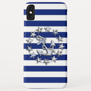 Capa Para iPhone XS Max Bandeira do iate cromo náutico nas faixas de Marin