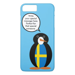 Capa iPhone 8 Plus/7 Plus Bandeira Sueca Falante Ms. Penguin Personalizada 