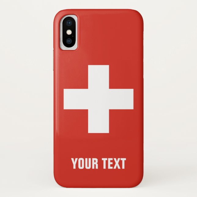 Capa Para iPhone, Case-Mate Bandeira transversal suíça da suiça personalizada (Verso)