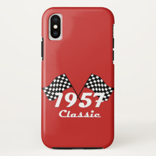 Capa Para iPhone X Bandeira Xadrez Preta e Branca Clássica Retro 1957