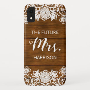 Capa Para iPhone Da Case-Mate Barn Wood Lace Future Sra. Rustic Noivado