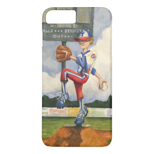 Capa Para iPhone, Case-Mate Baseball Pitcher sobre monte por Jay Throckmorton (Verso)