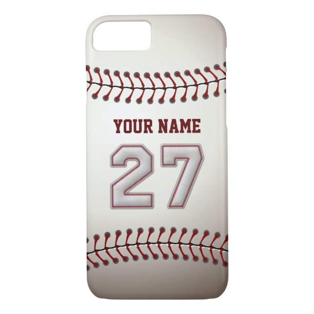 Capa Para iPhone, Case-Mate Basebol número 27 com seu nome - desportivo (Verso)