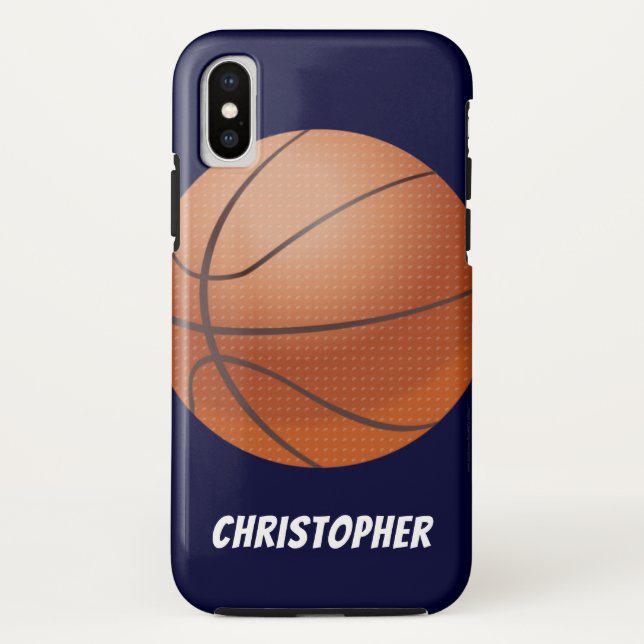 Capa Para iPhone, Case-Mate Basquete, Azul, Nome Personalizado (Verso)