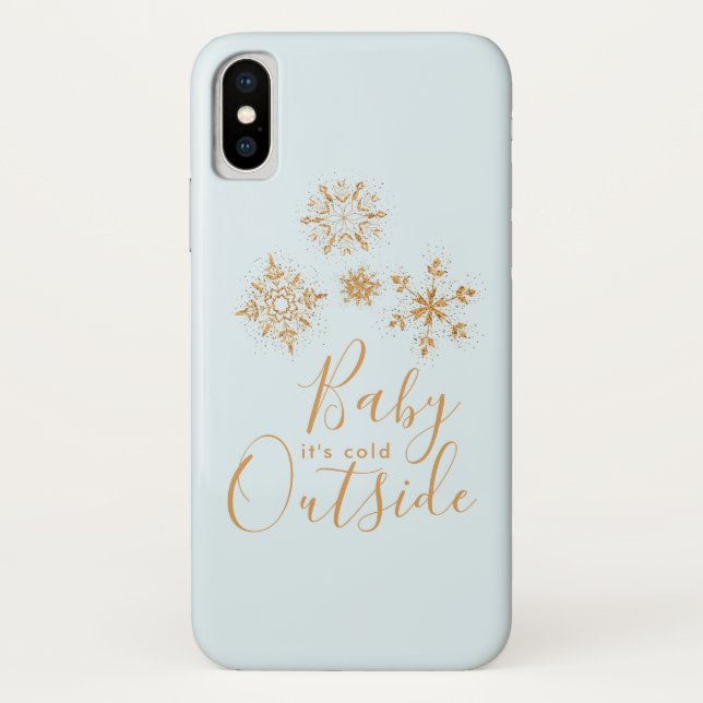 Capa Para iPhone, Case-Mate Bebê é frio fora dos flocos de neve Dourados em az (Verso)