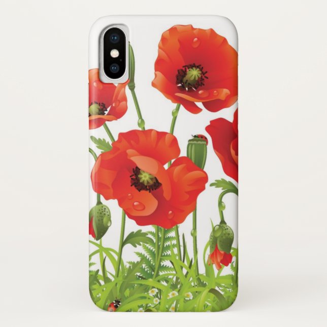 Capa Para iPhone, Case-Mate Beira horizontal com papoila vermelha (Verso)