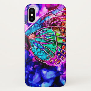 Capa Para iPhone X Bela Borboleta Cósmica Casca Aquarela