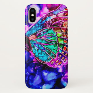 Capa Para iPhone X Bela Borboleta Cósmica Casca Aquarela