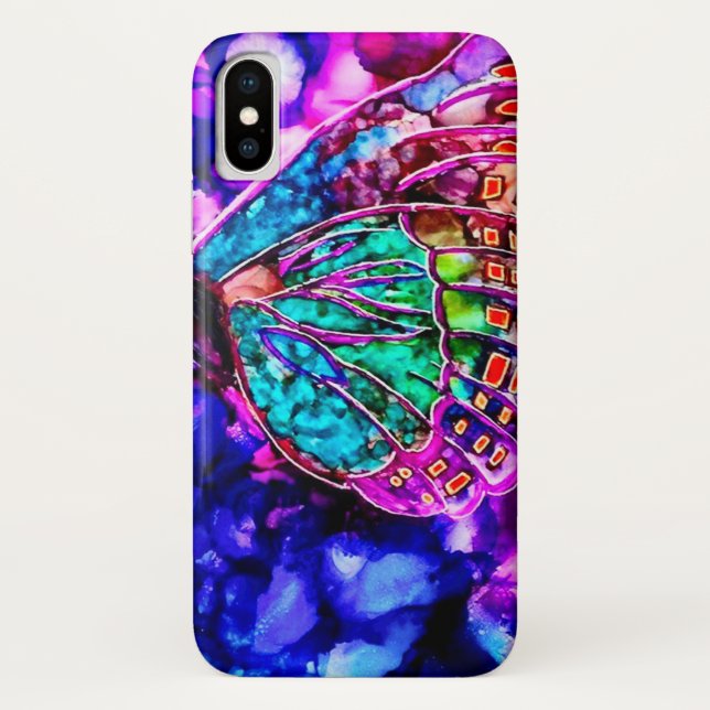 Capa Para iPhone, Case-Mate Bela Borboleta Cósmica Casca Aquarela (Verso)