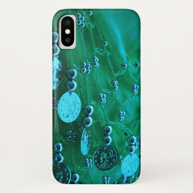 Capa Para iPhone, Case-Mate Bela dança cachecol da anca com moedas de azul (Verso)