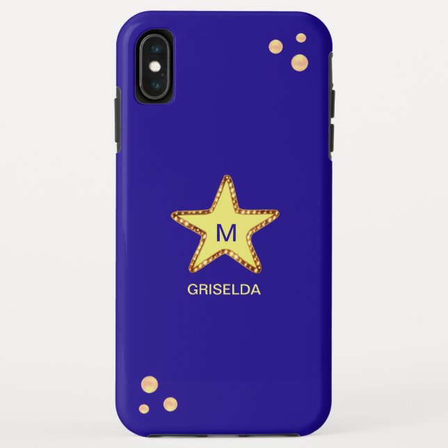 Capa Para iPhone, Case-Mate Bela Estrela Dourada Brilhante em Azul (Verso)