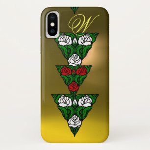 CAPA PARA iPhone DA Case-Mate BELO MONOGRAMA DE TRIÂNGULO DE ROSAS VERMELHAS BRA