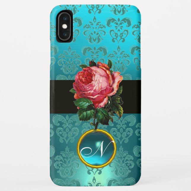 CAPA PARA iPhone, Case-Mate  BELO PINCO ROSO AZUL DAMASK GEM MONOGRAMA (Verso)