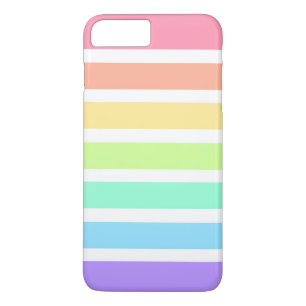 Capa iPhone 8 Plus/7 Plus Bibblegum arco-íris e listras brancas