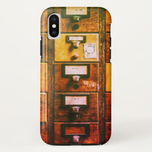 Capa Para iPhone Da Case-Mate Biblioteca Vintage catálogo madeira armada castanh