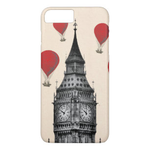 Capa iPhone 8 Plus/7 Plus Big Ben e Red Hot Air Balloons 2