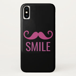Capa Para iPhone Da Case-Mate Bigode Rosa SMILE Bigode Preto Fundo iPhone X Case