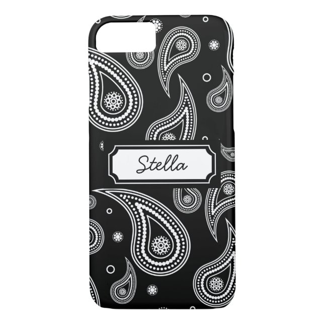 Capa Para iPhone, Case-Mate Black and White Paisley iPhone 7 Mal Existe (Verso)
