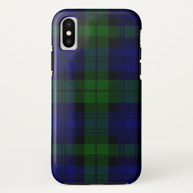 Capa Para iPhone, Case-Mate Black Watch Tartan Blue Green Xadrez (Verso)