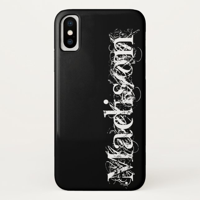 Capa Para iPhone, Case-Mate Black White Personalizado Nome Próprio Halloween (Verso)