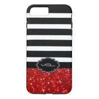 Black & White Strike & Red Glitter