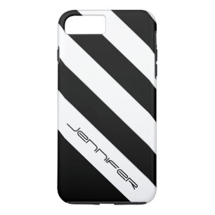 Capa iPhone 8 Plus/7 Plus Black & White Stripe, Minimalista, Nome