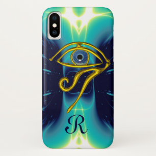 Capa Para iPhone X BLUE TALISMAN MONOGRAM Teal, Turquase White