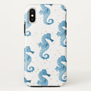 Capa Para iPhone Da Case-Mate Blue Watercolor Seacavalo Padrão Faíscas Douradas