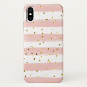 Capa Para iPhone Da Case-Mate Blush, Listras Brancas, Dourada Célula Confetti