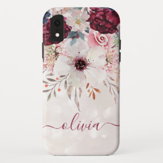 Capa Para iPhone Da Case-Mate Blush Pink Burgundy Floral iPhone XR Case
