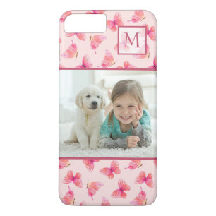 Capa iPhone 8 Plus/7 Plus Blush Watercolor Butterfly Monograma Foto
