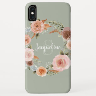 Capa Para iPhone Da Case-Mate Boho Blush Floral Cor-de-rosa Nome Verde
