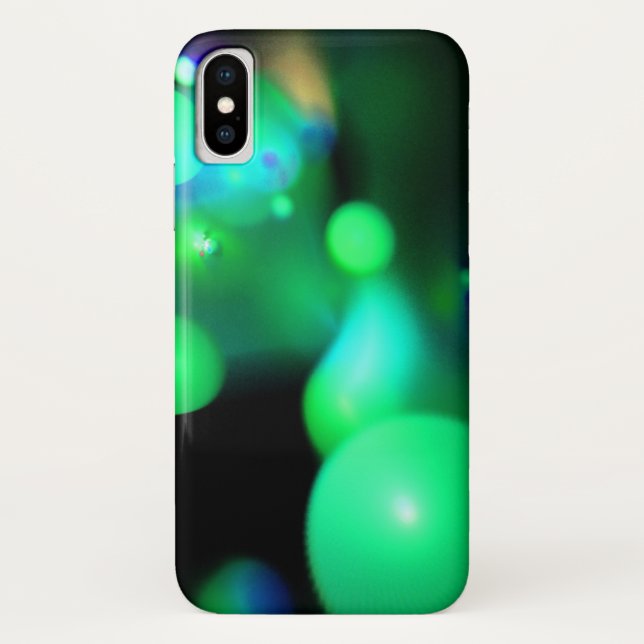 CAPA PARA iPhone, Case-Mate  BOLHAS FRACTAIS VERDES AZUIS TEAIS EM PRETO (Verso)