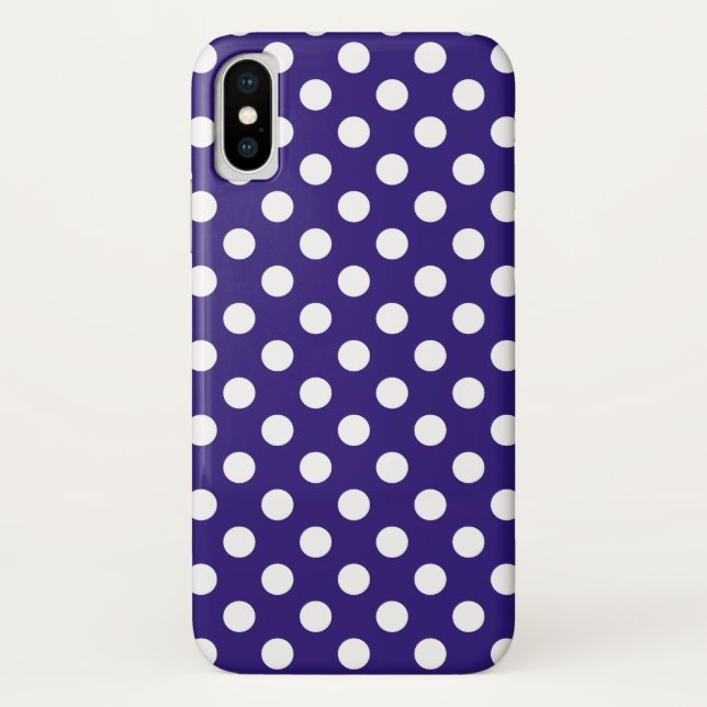 Capa Para iPhone, Case-Mate Bolinhas brancas em azul escuro (Verso)
