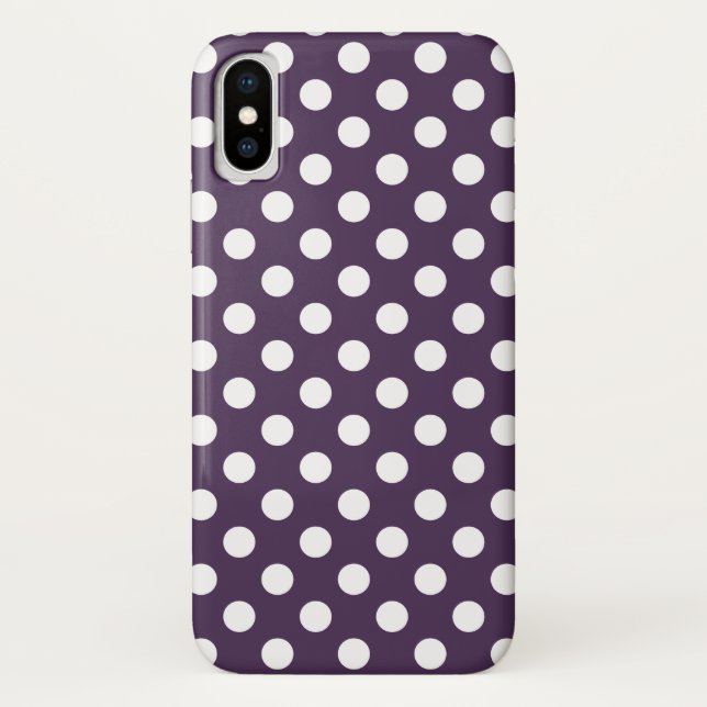 Capa Para iPhone, Case-Mate Bolinhas brancas em roxo de ameixa (Verso)